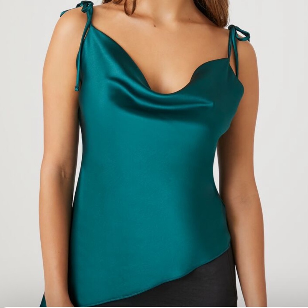 Satin Tie-Strap Cowl Cami